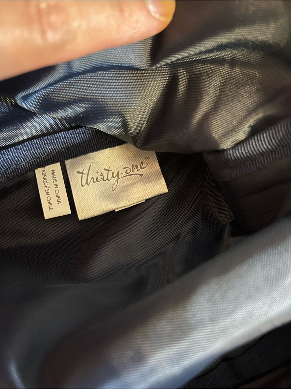 thirty-one Multicolor Diamond Print Sling Backpack with Navy Trim - Picture 4 of 4